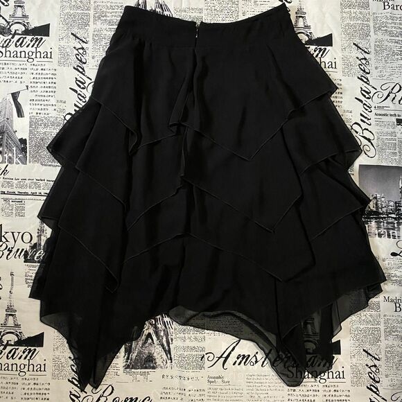 Jessica McClintock Collections Black Skirt tiered midi handkerchief nwt y2k goth - Picture 2 of 4